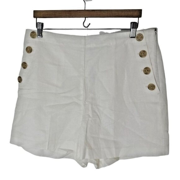 Ann Taylor‎ Ivory Sailor Shorts Women's 14, Linen blend, Side Zip, High Rise NWT - Picture 1 of 7